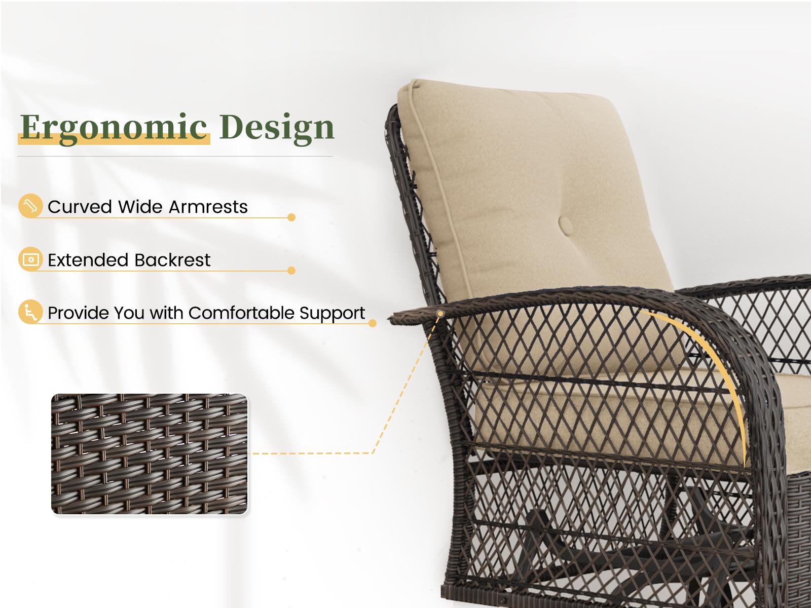 UDPATIO 3 Piece All-Weather Greenish Patio Furniture Set with Wicker Design, Rattan Rocking Chair, Glass Top Side Table Thickened Cushions Outdoor Deck Relax SpringGardening UDPATIO 3 Piece All-Weather Greenish Patio Furniture Set with Wicker Design, Rattan Rocking Chair, Glass Top Side Table Thickened Cushions Outdoor Deck Relax SpringGardening