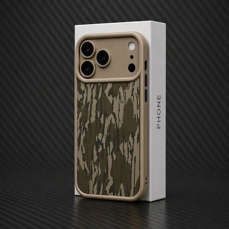 Vintage Camouflage Non-Woven Phone Case - Dropcushion TPU Shockproof Protect Cover, Phone Accessories, Compatible With IPhone 18 17 Pro Max, 16 Plus, 15 Plus, 15, 14, 13, 12, 11,Pro,Xs, Xs Max, Cool Gifts For Adults