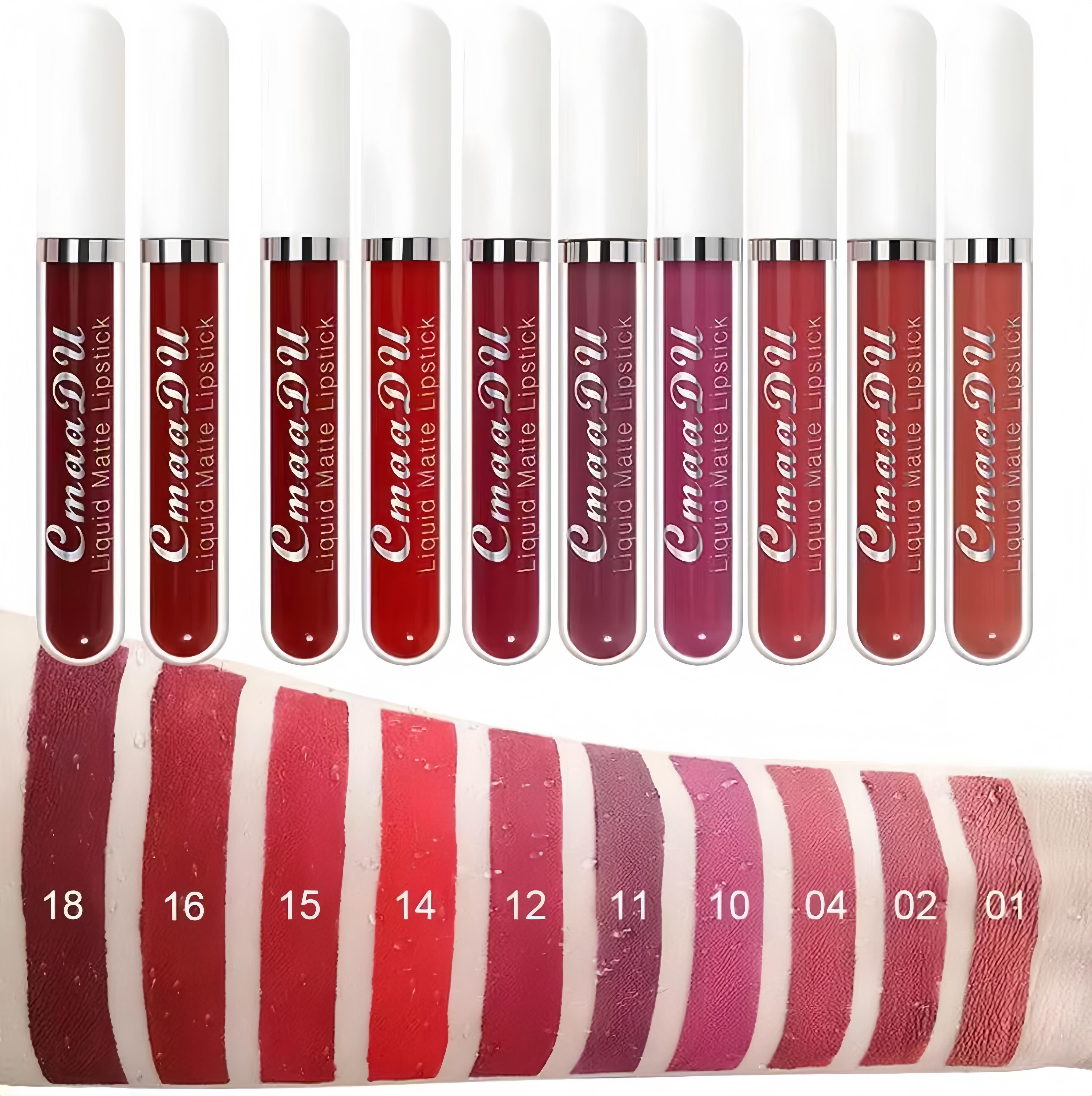 [10 Pcs] Liquid Matte Lipstick Set, Waterproof, Non-Sticky, Moisturizing, Fast-Drying, Long-Lasting,Shade,Suitable for All Skin Types, Cosmetic, Glossy Hydrating Lipgloss