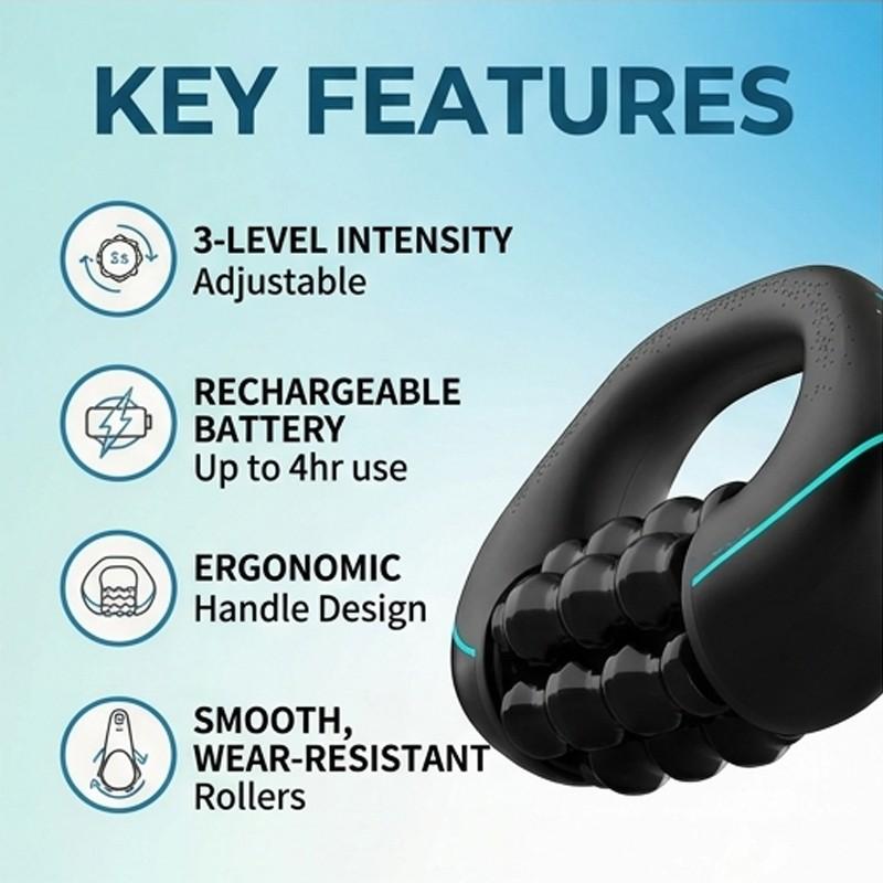 Handheld Electric Muscle Relaxation Massage Roller, 3 Speed Settings, Ergonomic Fascia Reliever, Home Fitness Shoulder Neck Leg Massager, Relief Roller