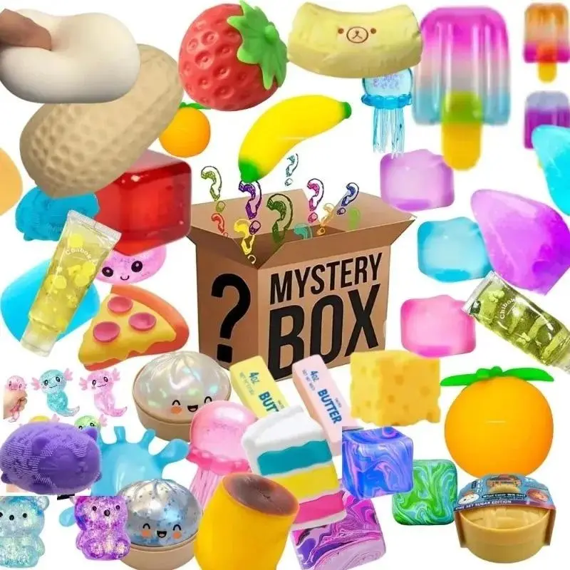 #150+Pcs Surprise Box Toys Novelty Stress Relief Assorted Squishy Figures Blind Box Fun Mystery Fidget Stress Relief Surprise