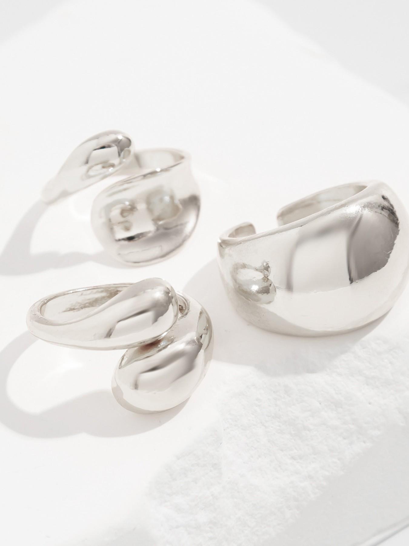 Unique Geometric Joint Ring Set for Women, Hip-Hop Style Smooth Surface Jewelry, Fashionable Hand Accessories, Trendy Ladies' Rings