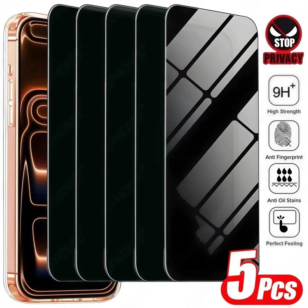 5pcs Full Cover Privacy Screen Protector for iPhone 17 Air/17/16/15/14/13/12/11/Pro Max/Pro/Plus/mini/16e/X/XS/XS MAX/XR/7/8/SE,High Hardness And Scratch Resistance,Compatible with Dynamic Island,Fingerprint-resistant,And Shatterproof,Perfect Edge