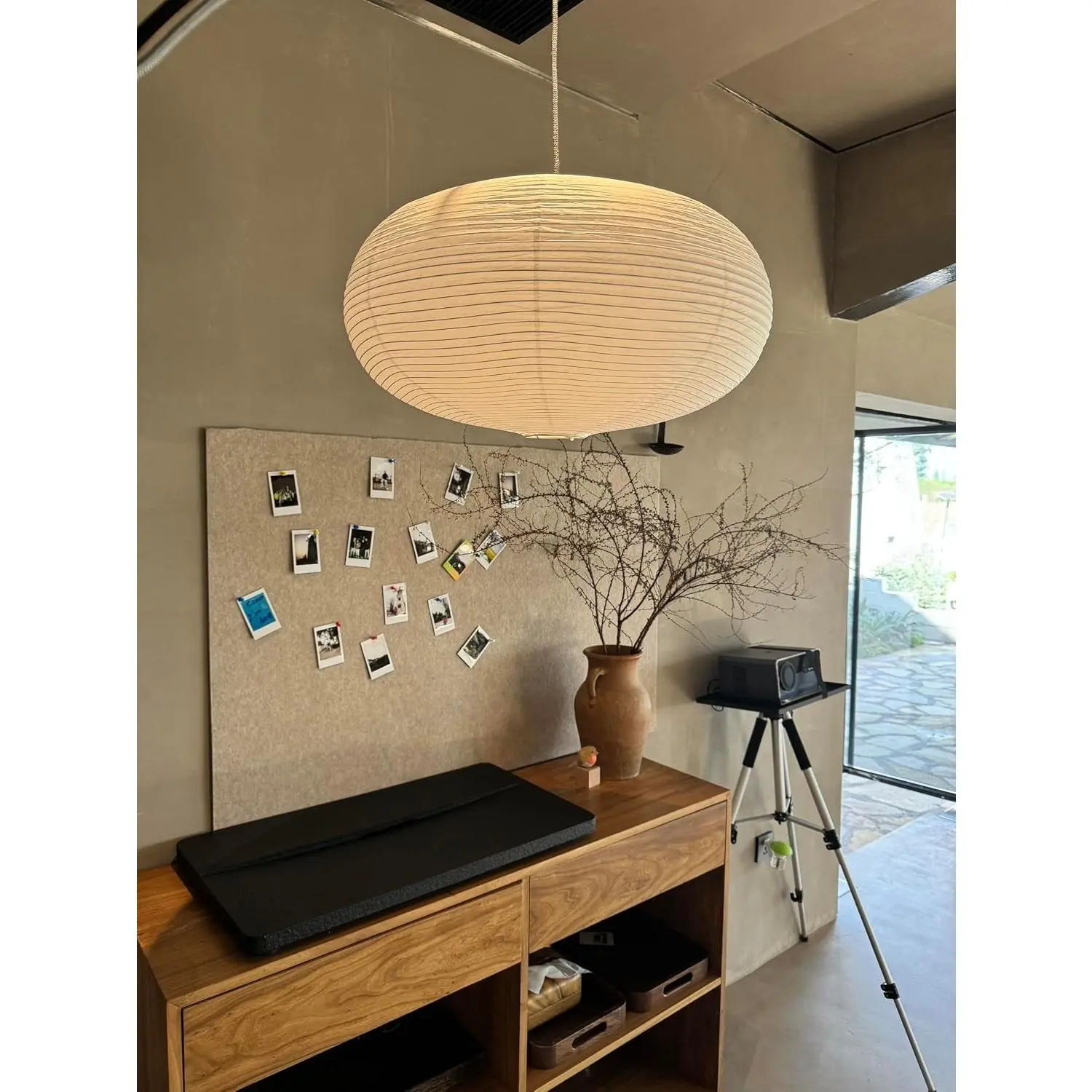 Chinese Lantern Paper Shade - Large White, Oblate Round, 55.5cm(21.85in) Ceiling-Mount Pendant Lampshade for Home Decor