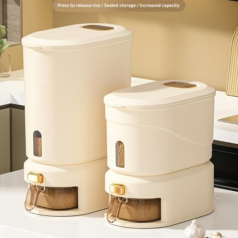 22 Lb/10kg Large Capacity Rice Container with Measuring Cup and Time Markings - Plastic Grain Storage Bin - Airtight,, Moisture-Proof Flour Storage Container, Rice Bin, Storage Container for Flour, Grains, Beans, Pet Food, Cat Food, Dog