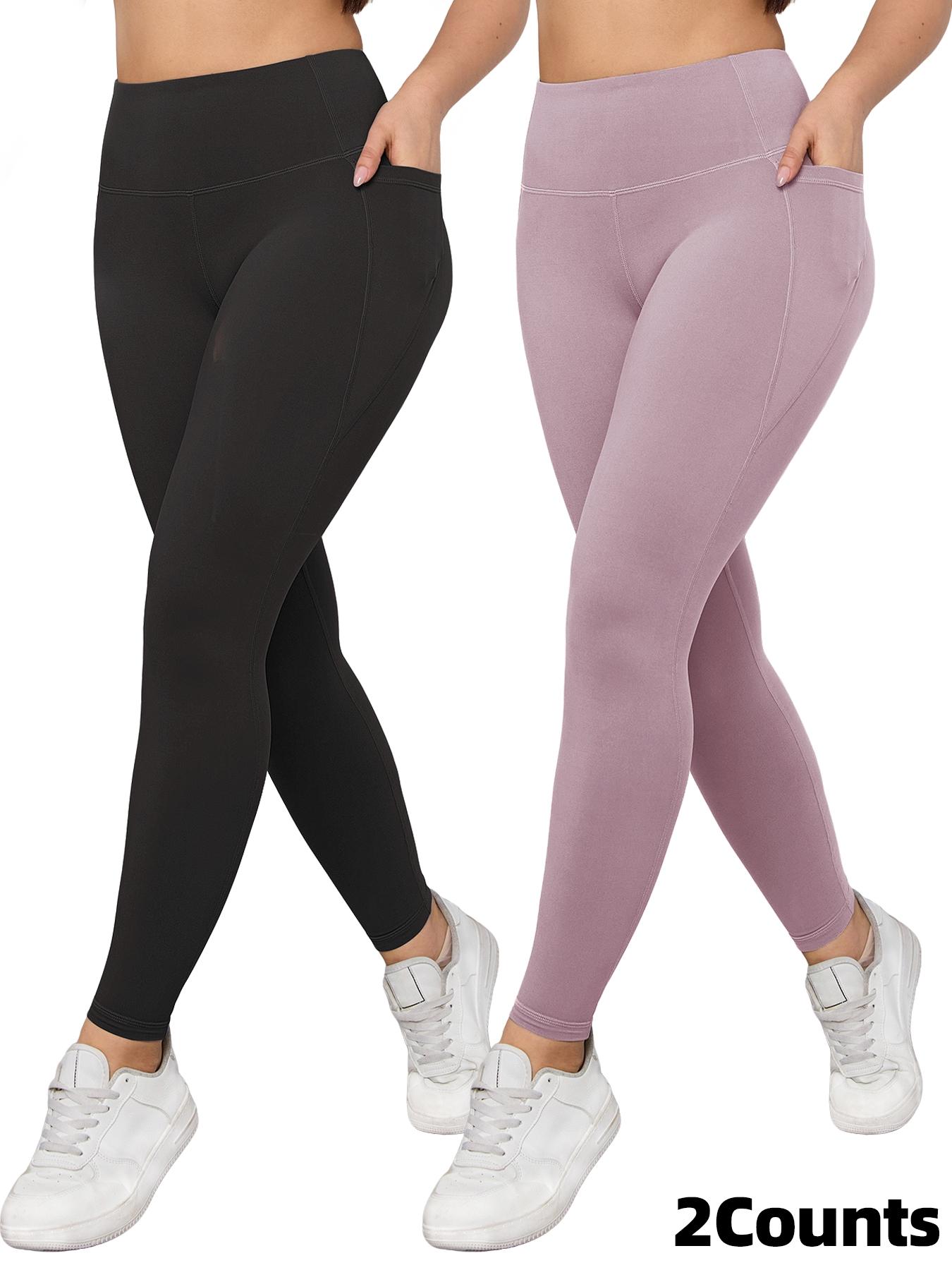 Women's Solid Color Side Pocket High Waist Sports Leggings, High Stretch Casual Comfortable Breathable Skinny Pants for Yoga Gym Workout Running, Ladies Sportswear for All Seasons, High Waisted Leggings