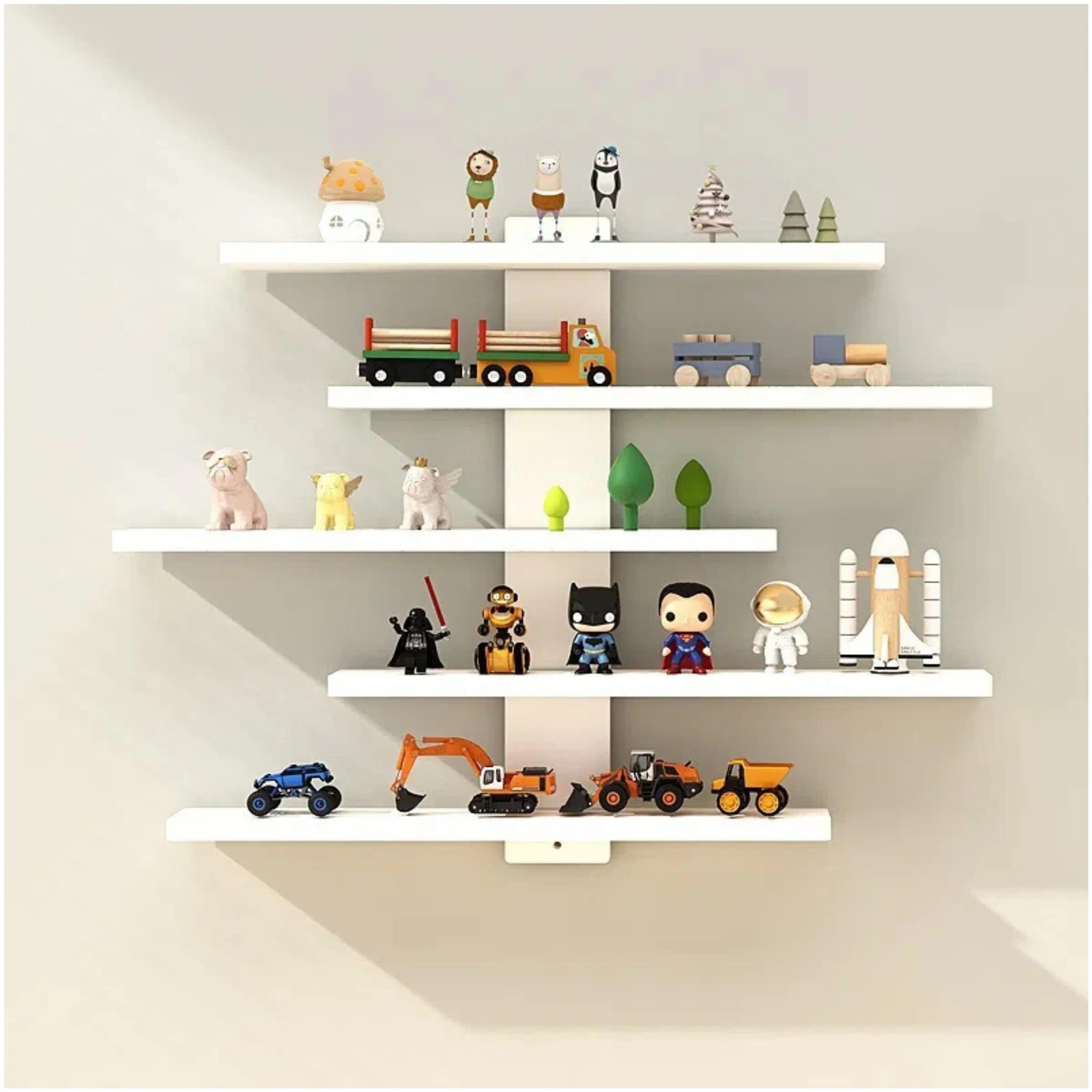 Adjustable Five-Tier Wall-Mounted Display Shelf, Ideal for Storing Figurines, Dolls, Statues and Collectible Toys, Room Decor