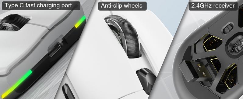 Solakaka SM800 wireless gaming mouse with 26,000 DPI, three-mode connection 2.4GHz wireless. Suitable for all FPS games. Gaming mouse with anti-slip stickers and ergonomic design FallFreshness