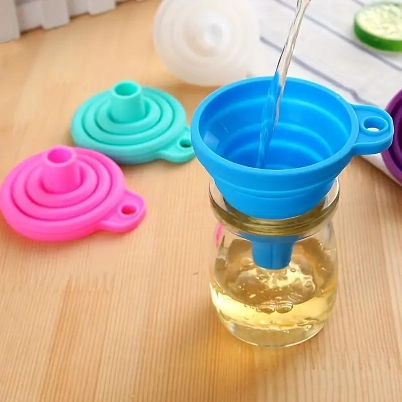4pcs/8pcs Random Color Silicone Funnels, Foldable Collapsible Funnels, Creative Kitchen Funnels, Foldable Oil Funnel