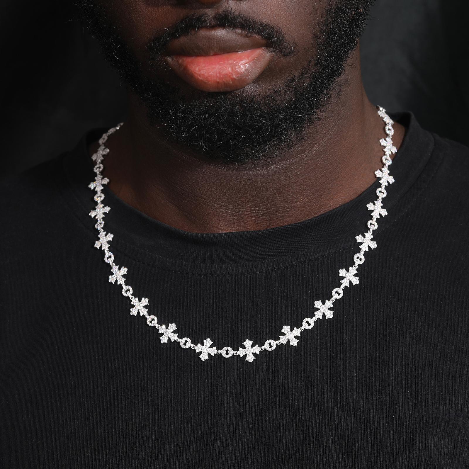 【#N188】S925 Sterling Silver Synthetic Moissanite Necklace for Women Men Hip Hop Jewelry Gift