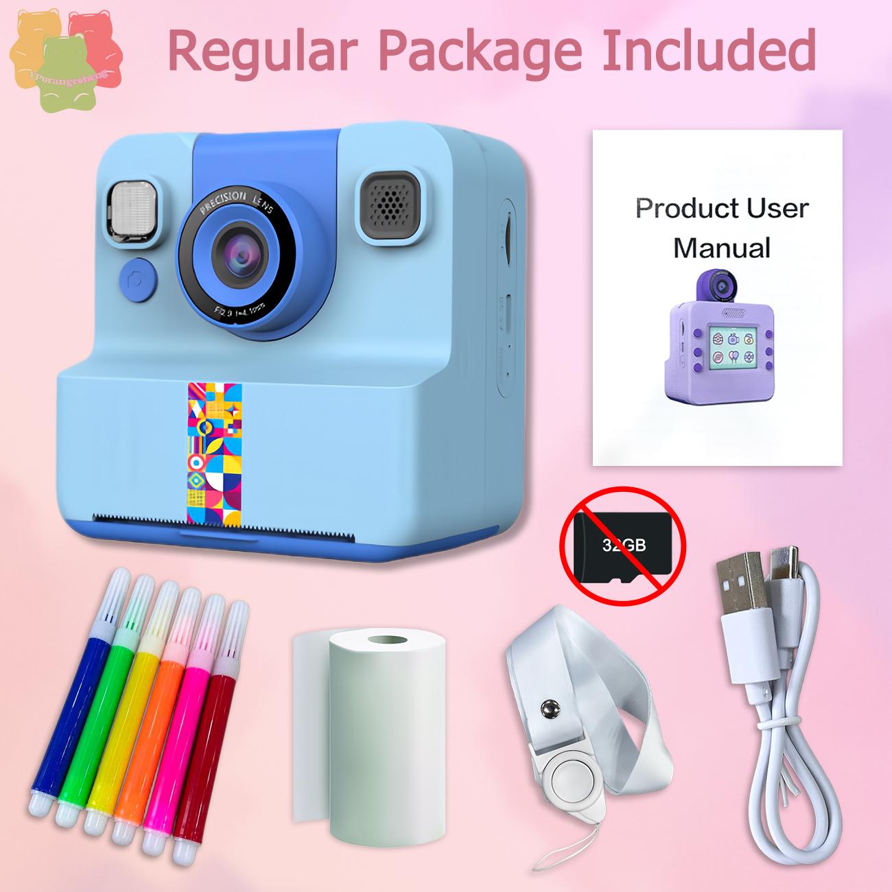 【New Camera Model】Mini Handheld Instant Camera | Photo + Print 2-in-1 | 1300mAh Long Battery Life | Supports TF Card up to 32GB | 2.4" IPS HD Screen | Flip Lens | Birthday Gift for Kindergarten & Primary School Students | Thermal Printer – Print as You Sh