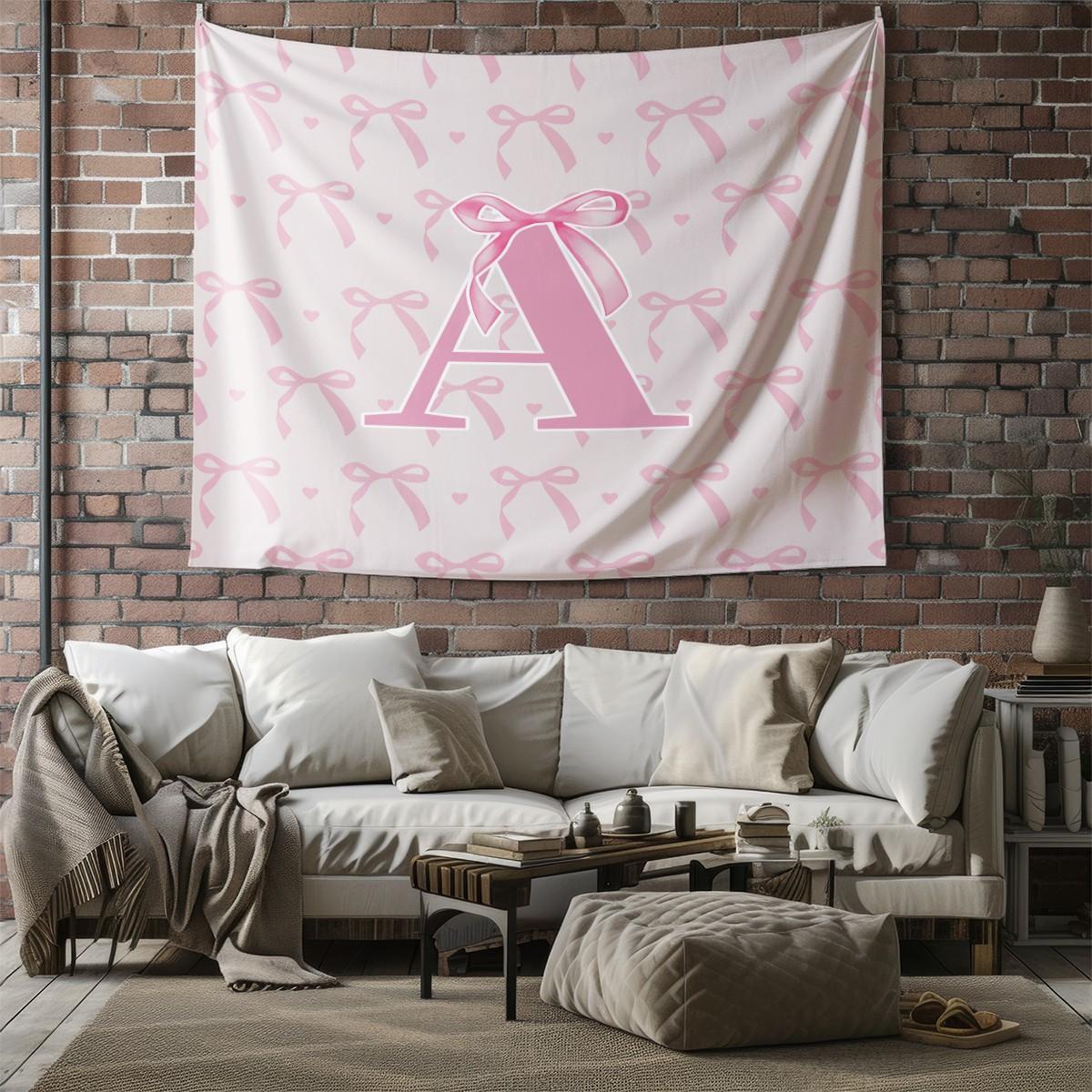 Letter Printed Tapestry, Pink Princess Style Wall Decor, Soft Fabric, Easy to Hang, Ideal for Girls' Bedroom and Living Room Background Decoration, Great Gift for Family and Friends