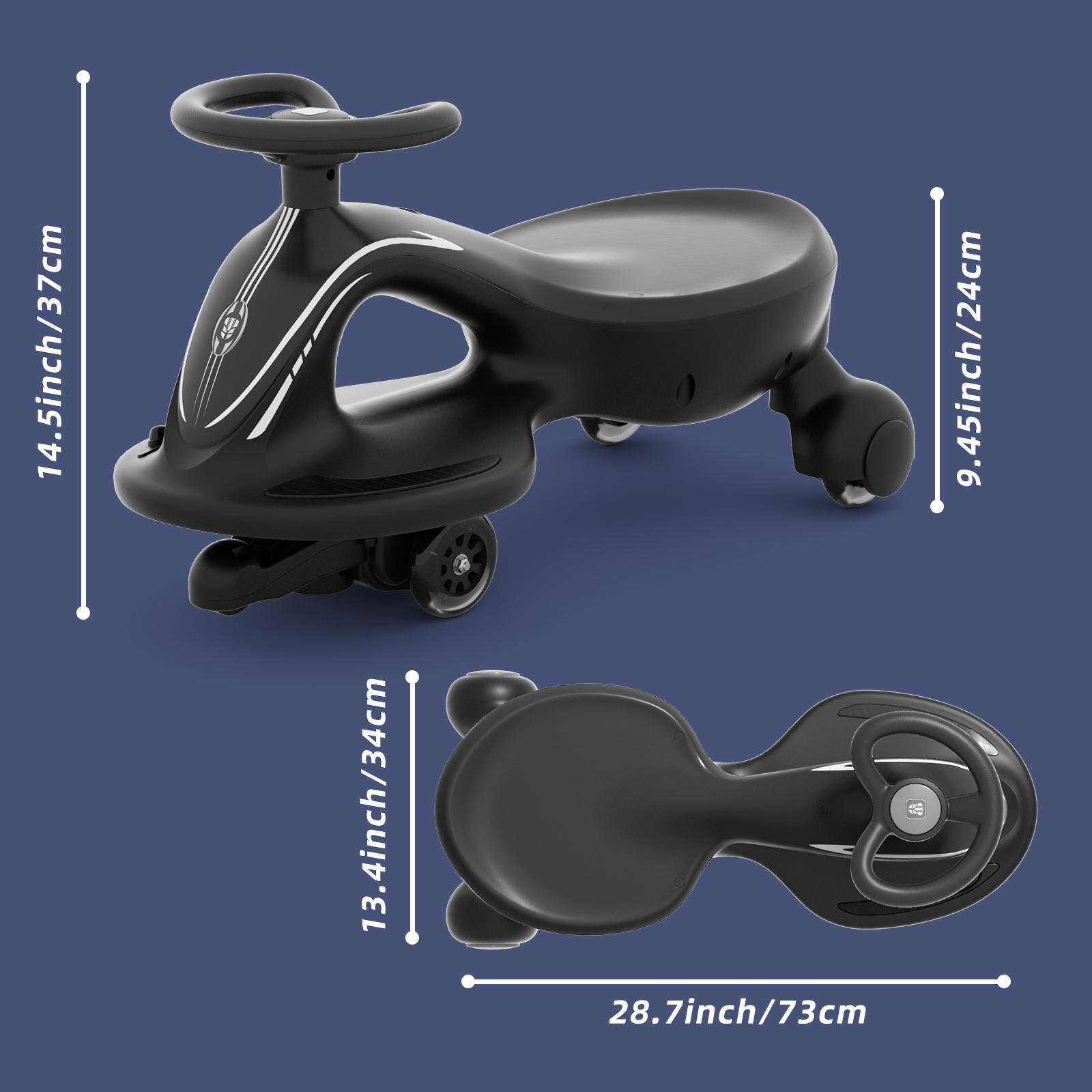 KORIMEFA 12V Electric Wiggle Car Ride On Toy, 2 in 1 Wiggle Car Rechargeable Battery with Anti-Rollover Colorful Light-Emitting Wheel for Kids