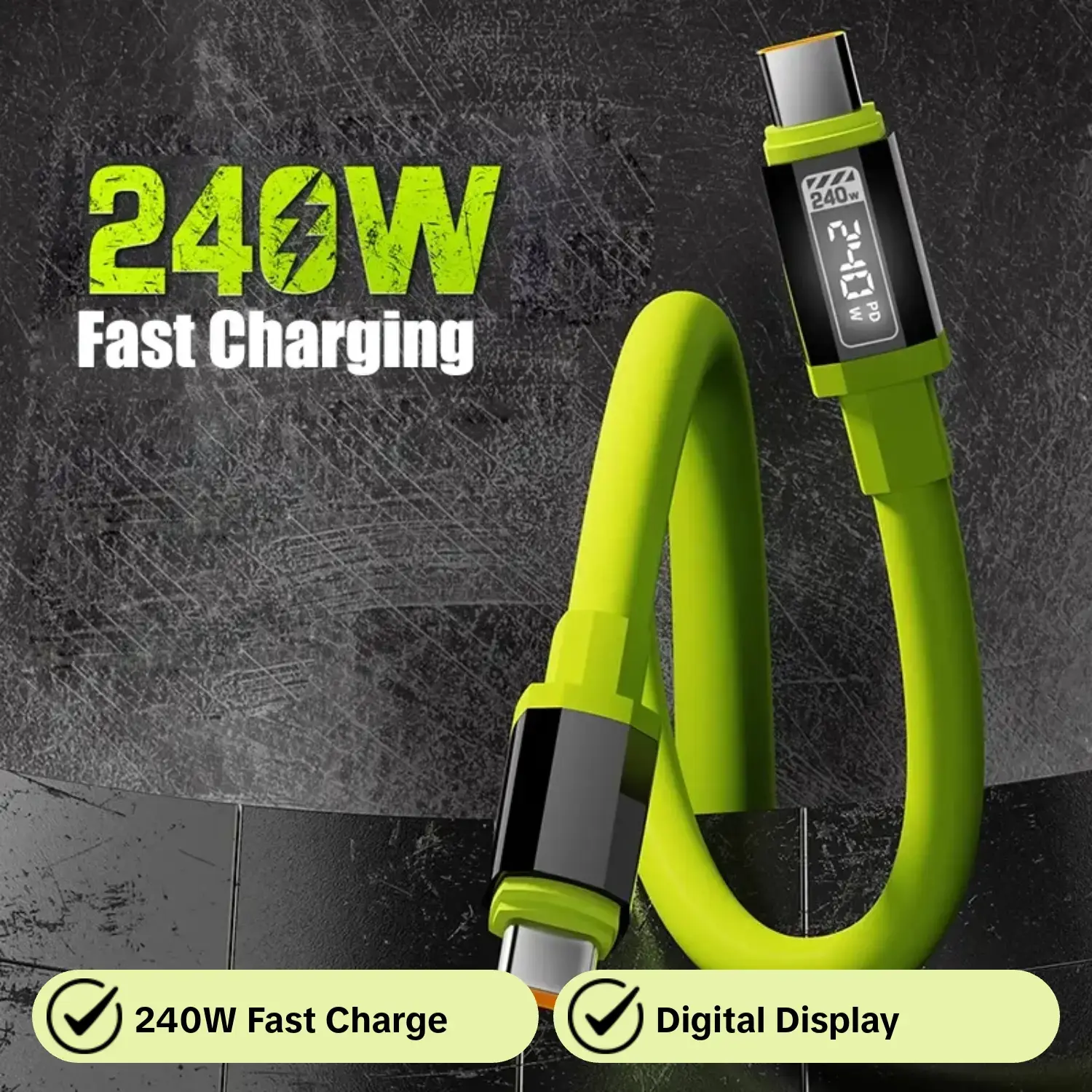 240W Super Fast Charging Cable, USB-C to USB-C Silicone Charging Cable with Digital Display, Compatible with Smartphone, iPhone 16 Pro Max, Samsung Galaxy S23/S22/S21, Pixel, MacBook Pro Air, Xiaomi, Laptop, Electronic, Devices