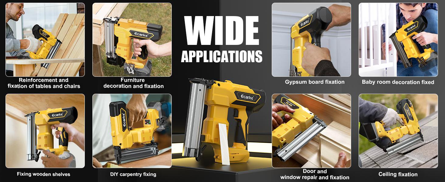 Cordless 18GA  5/8 to 1-1/4 Inch Brad Nailer for Dewalt 20V, 【Battery NOT Included】, 2 Mode 18 Gauge Nail Gun with 1000 Nials for Wood Carpentry, Brushless