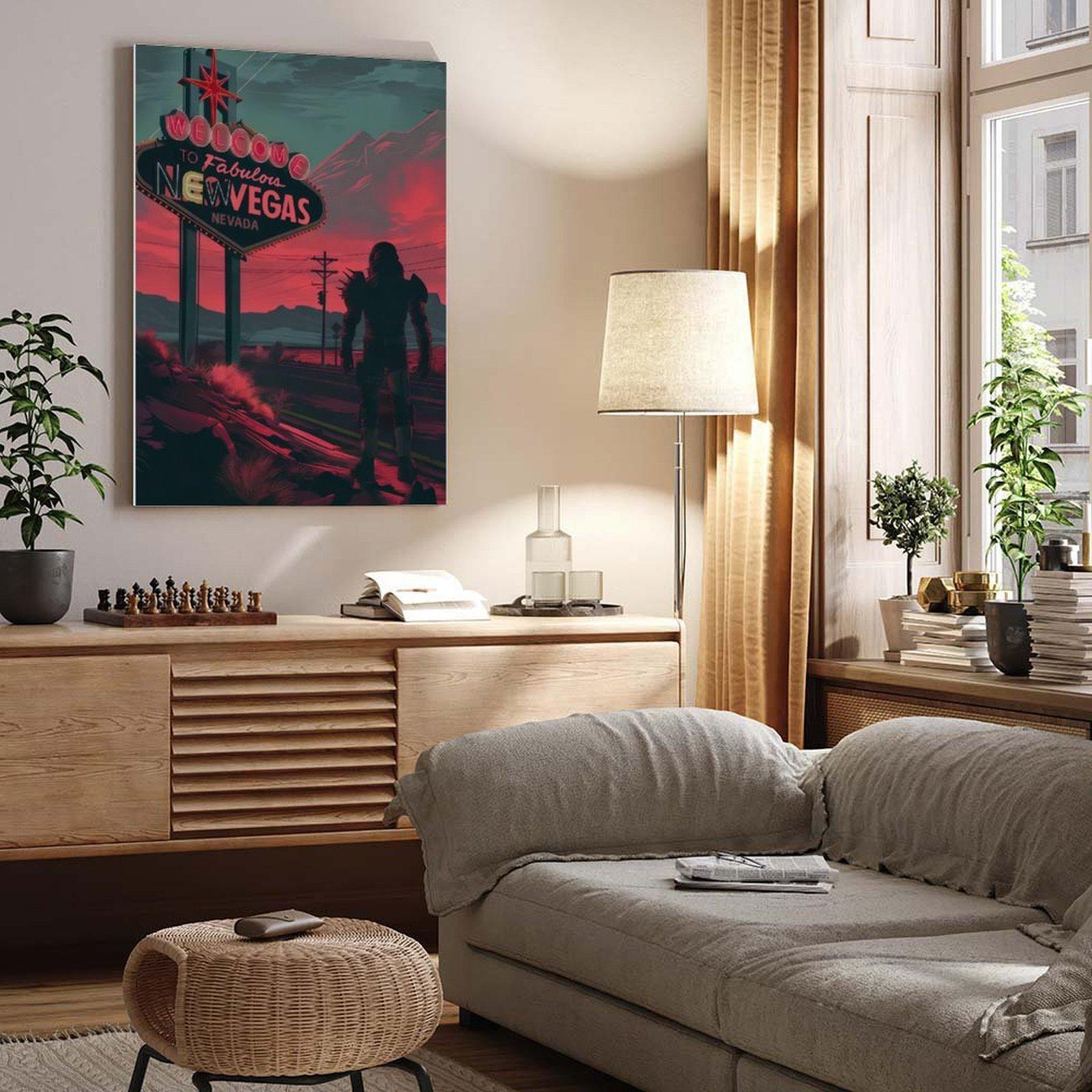 Welcome to New Vegas Poster, Fallout Video Game Art, Wasteland Art, Neon Sign Video Game Poster Decor Photo, Gaming Room Decor, Gamer Gift, Video Game Wall Art, Room Decor Wall Art Poster, Canvas Prints, Wall Art Painting, Fallout Decor