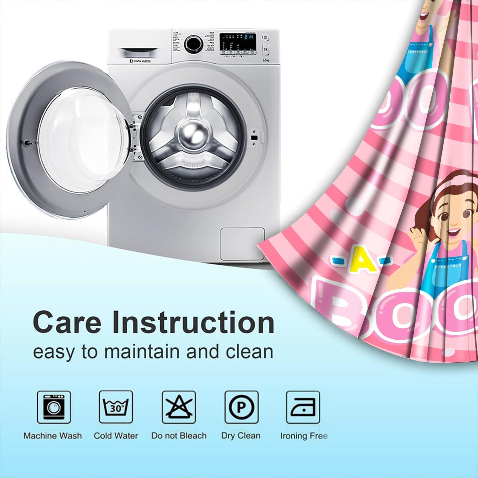 Pink Striped Peek-A-Boo Cartoon Character Blackout Curtain 2Pcs/Set, No Drill Rings, Washable Polyester Fabric, Suitable for Bedroom Living Room Kids Room Decor, Insulation, UV Protection, Best Gift