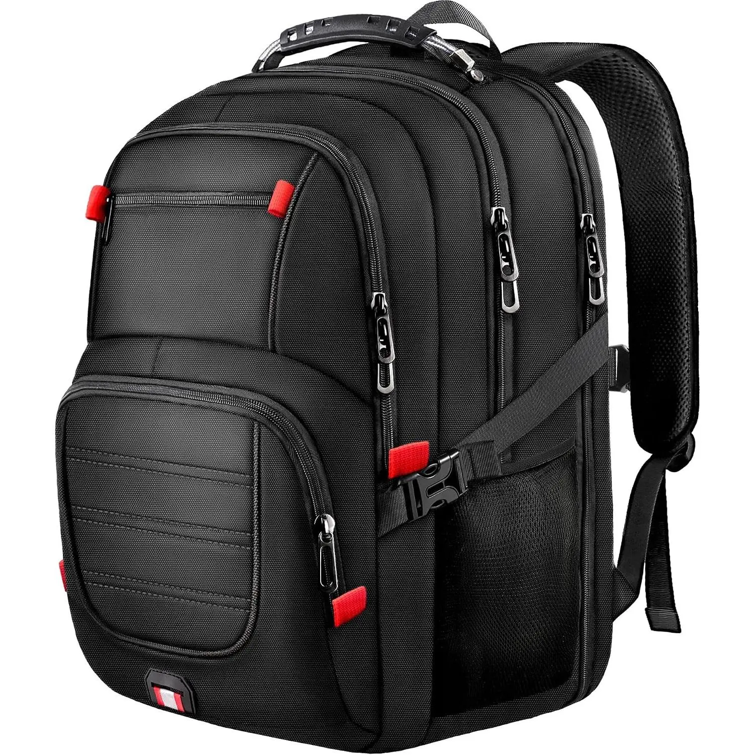 45L Large Travel Backpack for Men, 17.3 Inch Laptop Compartment, TSA-Friendly 180° Carry On, Water-Resistant, Sturdy Handle for Work Travel College, BlackGift
