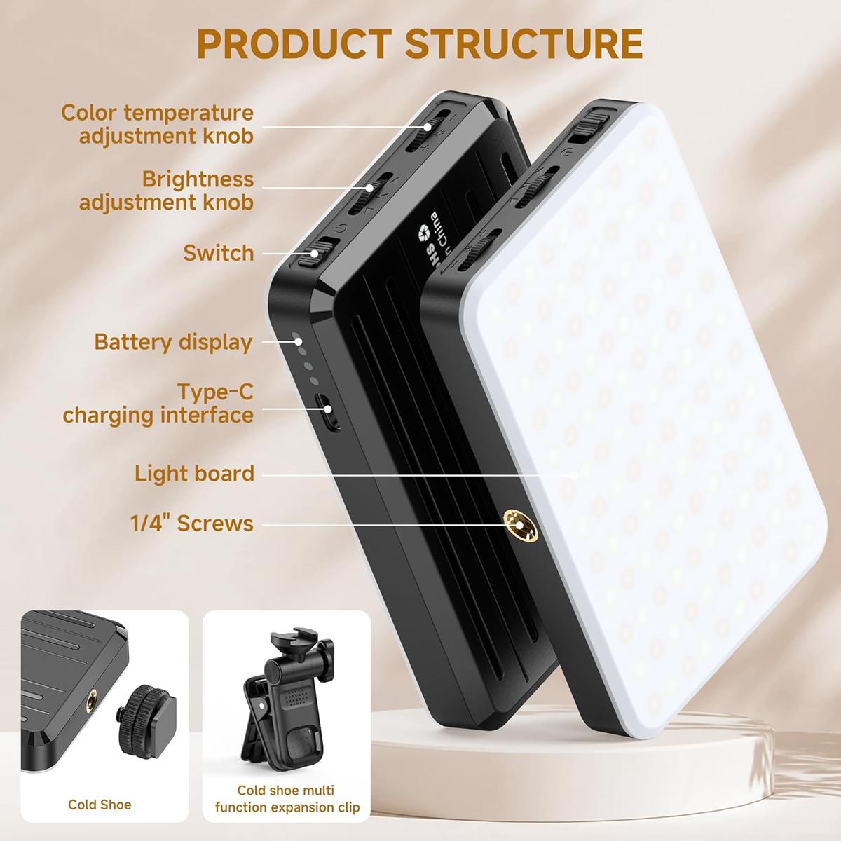 OREKROY 165LED Clip Cell Phone Light, Selfie Light, RGB Lighting, 10 Lighting Modes for iPhone, Laptop, Camera, Portable Fill Light for Selfies, Video Conferencing, Photography, TikTok, youtube, Vlog Shooting Vlogging Kit Cellphone Accessories