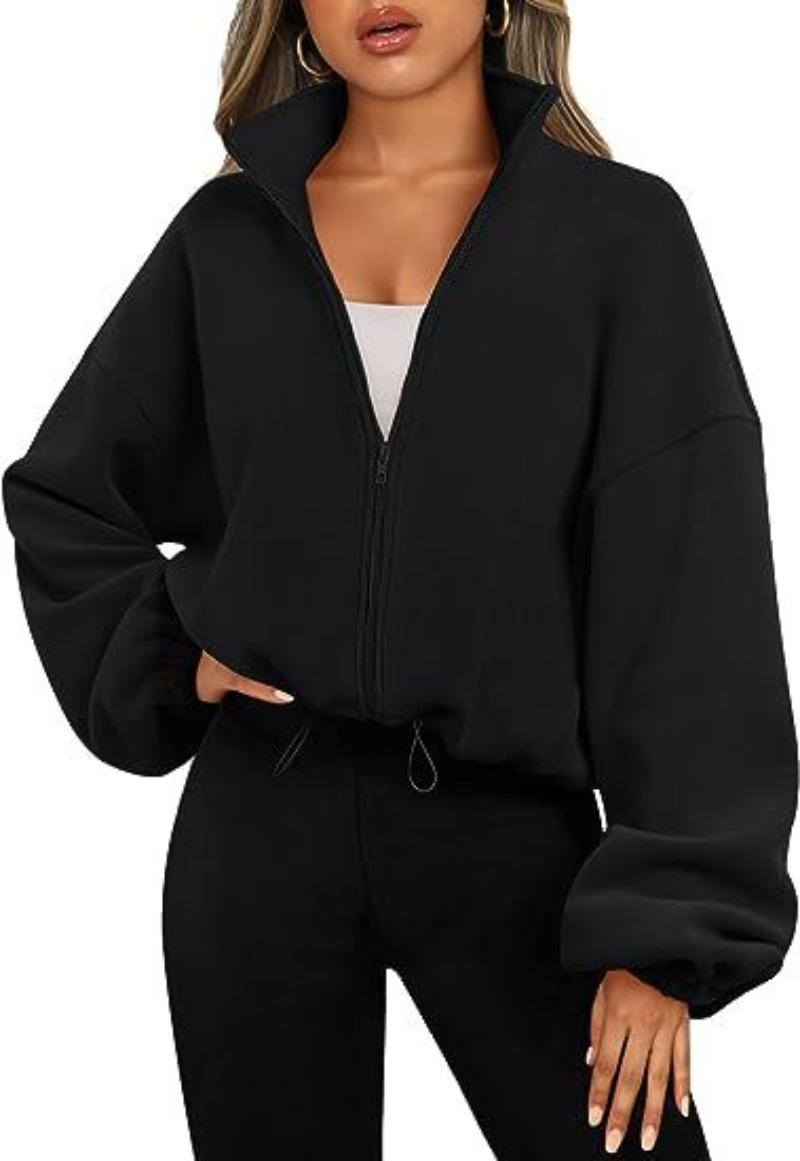 Women's Fleece Sports Jacket - Female Stand-Up Collar, Breathable, Zippered, Hand-Washable Outdoor Outerwear