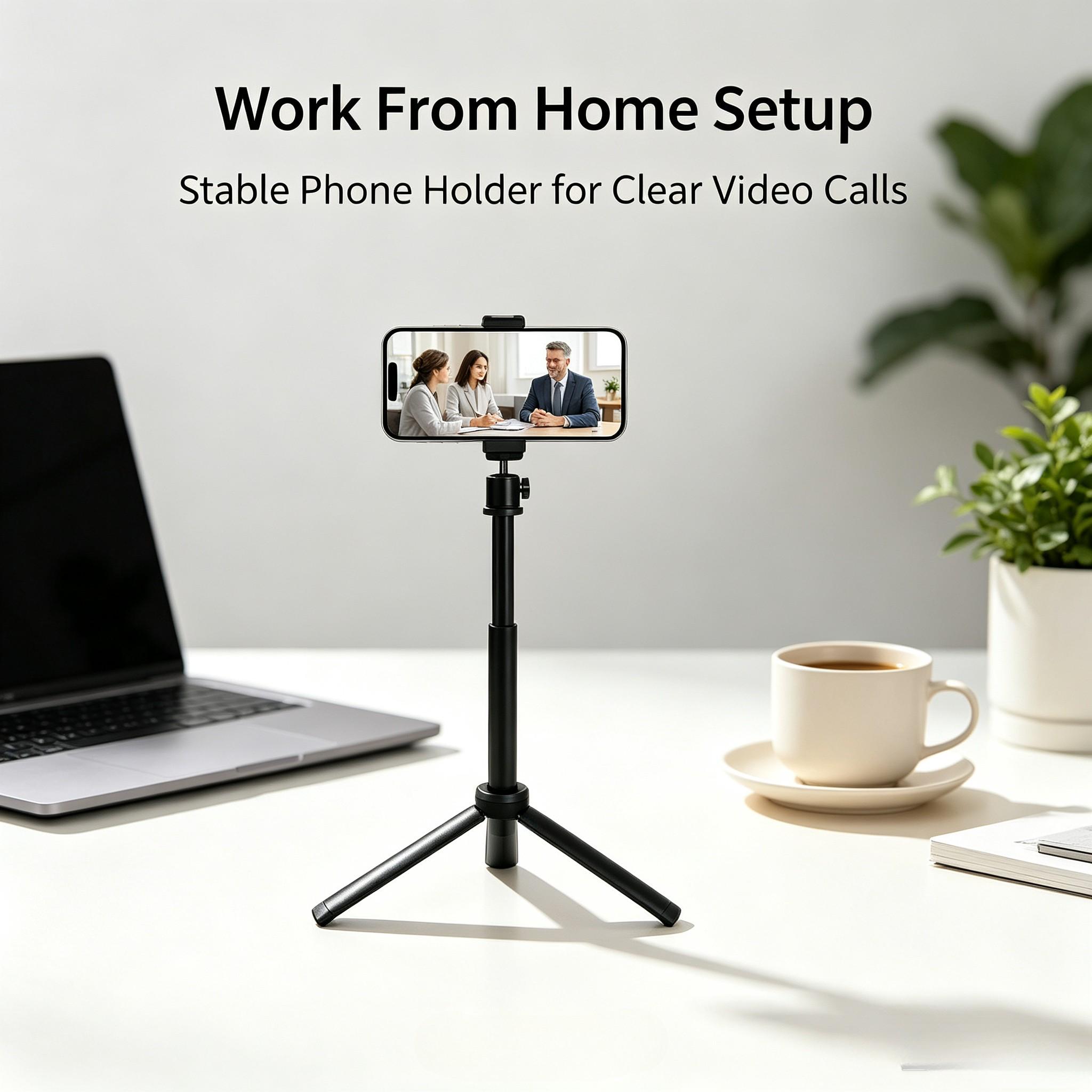 Two-In-One Extendable Selfie Stick Tripod, Portable Compact Phone Stand, Adjustable Height, Stable Base, Outdoor Travel, Vlogging, Live Streaming