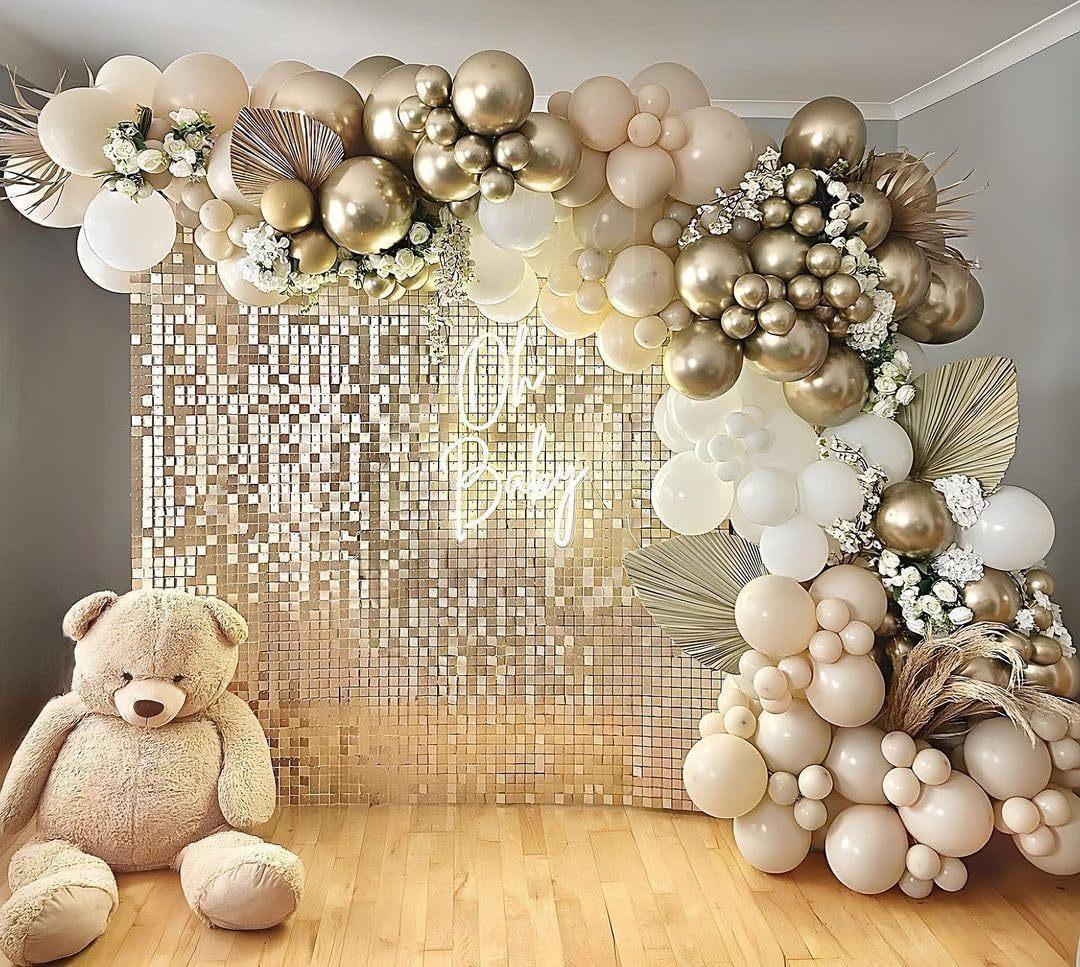Boho Nude Beige Balloon Arch Kit - Neutral Bohemian DIY Easy Setup Garland Set for Wedding, Bridal Shower Photo Backdrop, Elegant Party Supplies