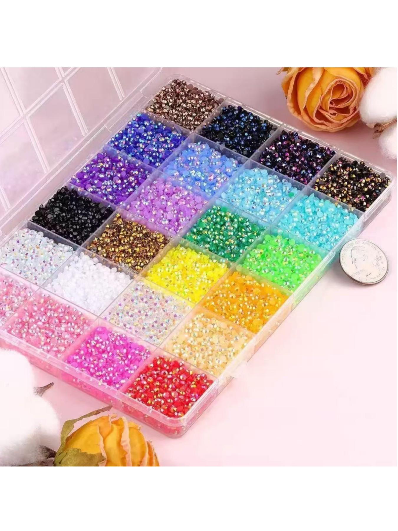 24000pcs 24 Colors Jelly Rhinestones, bedazzling kit rhinestone 3mm Multicolor Resin Flat Back Gems, DIY Craft Kit for Jewelry Making, Decorative Accessories