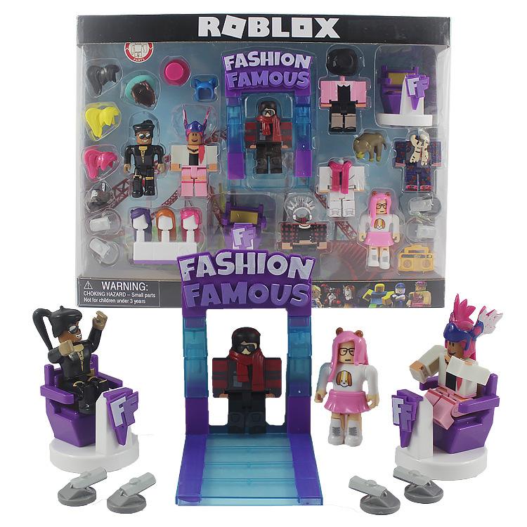 8pcs 2.5-3 Inch Roblox Fashion Famous Action Figures With T-Stage 2 Chairs Display Accessories Box Toy Set in stock