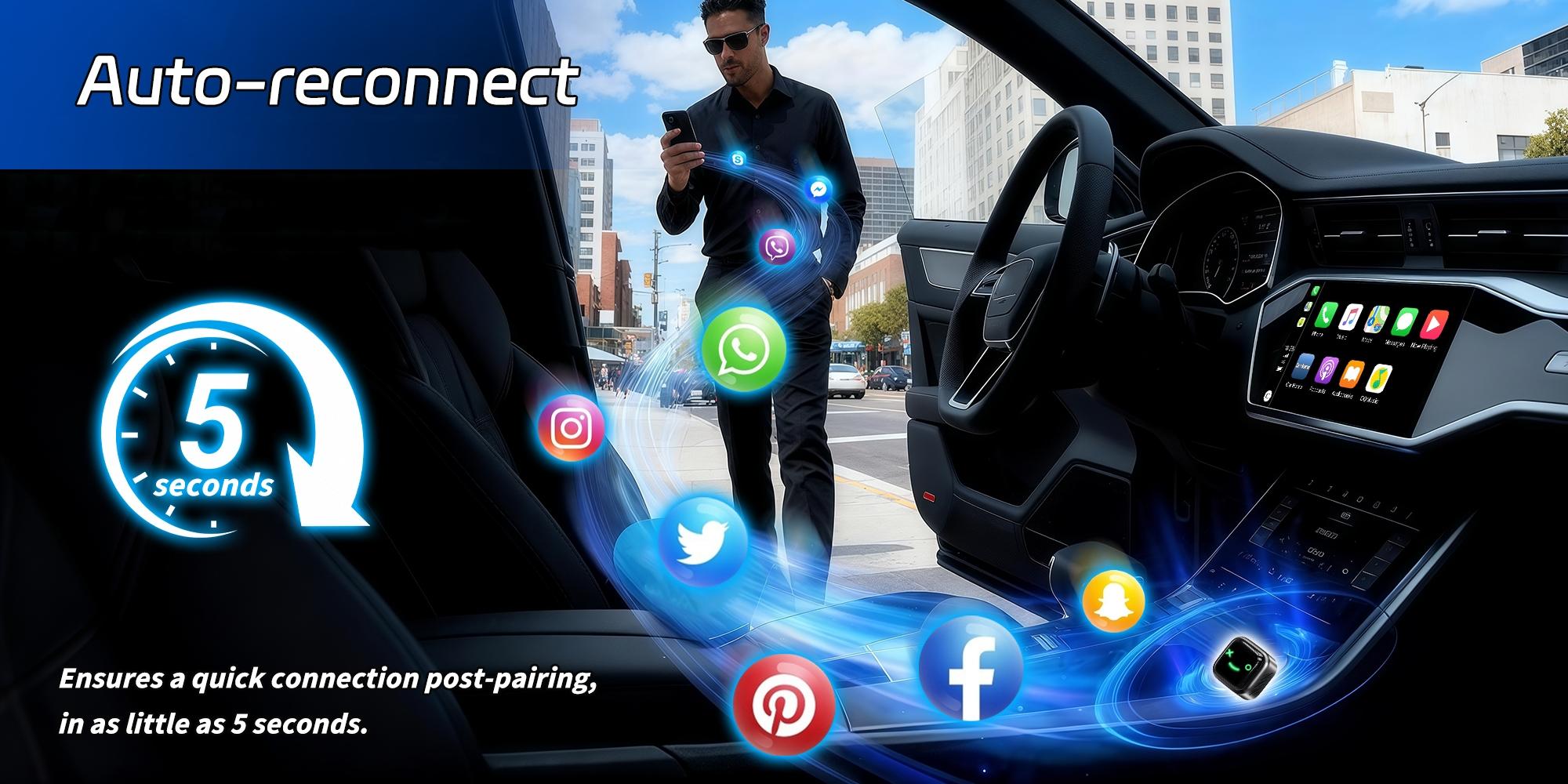 Wireless Carplay Adapter, Android Auto Wireless Adapter, Mini USB-C Adapter, Compatible with iPhone and Android, Hands-Free Calling/navigation, Carplay Dongle Connectivity