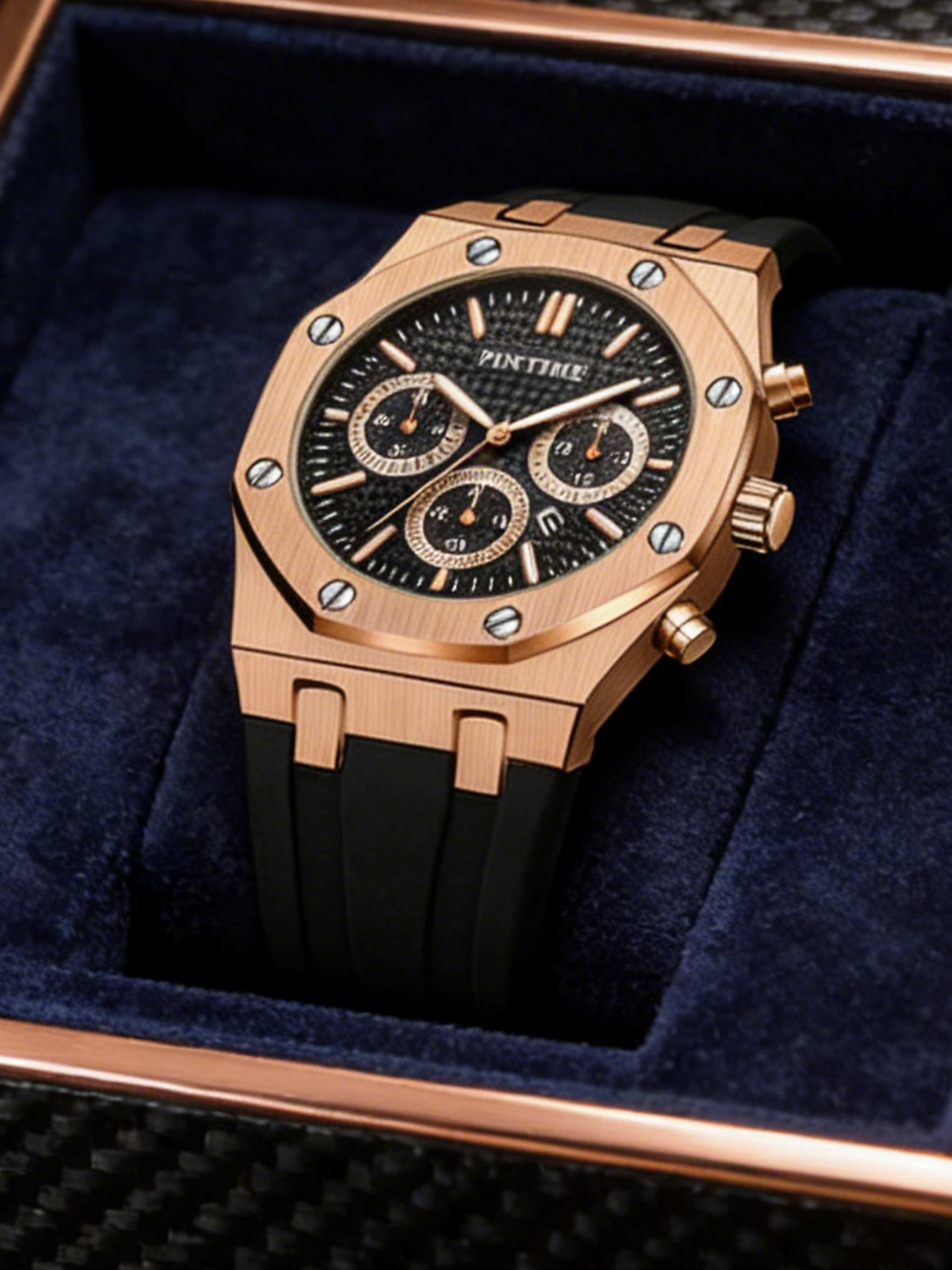 Men's Sporty Quartz Analog Watch with Silicone Strap, Analog Quartz Watches, Men's Stylish Watch for Any Occasion, Modern Fashionable Wristwatch for All Seasons, Casual Trendy Wristwatch detail 7