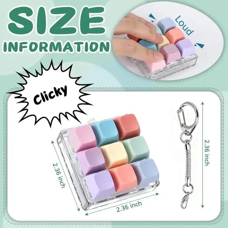 9 Keyboard Button Stress Relief Toy for Ages 6+, Unisex Keychain, Outdoor Stress Relief Tool, Fun and Unique Gift Idea