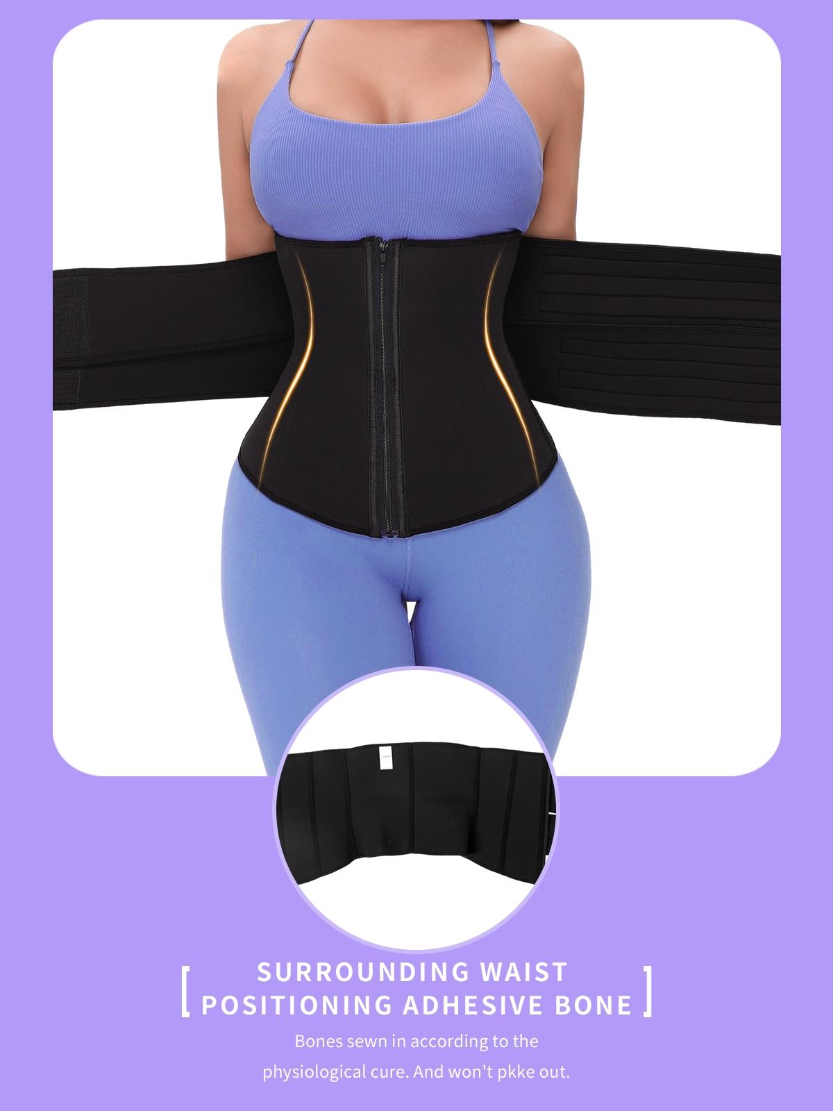 Women's Solid Zip Up Waist Trainer, Adjustable Tummy Control Shaper, Women's Shapewear Clothes for Daily Wear