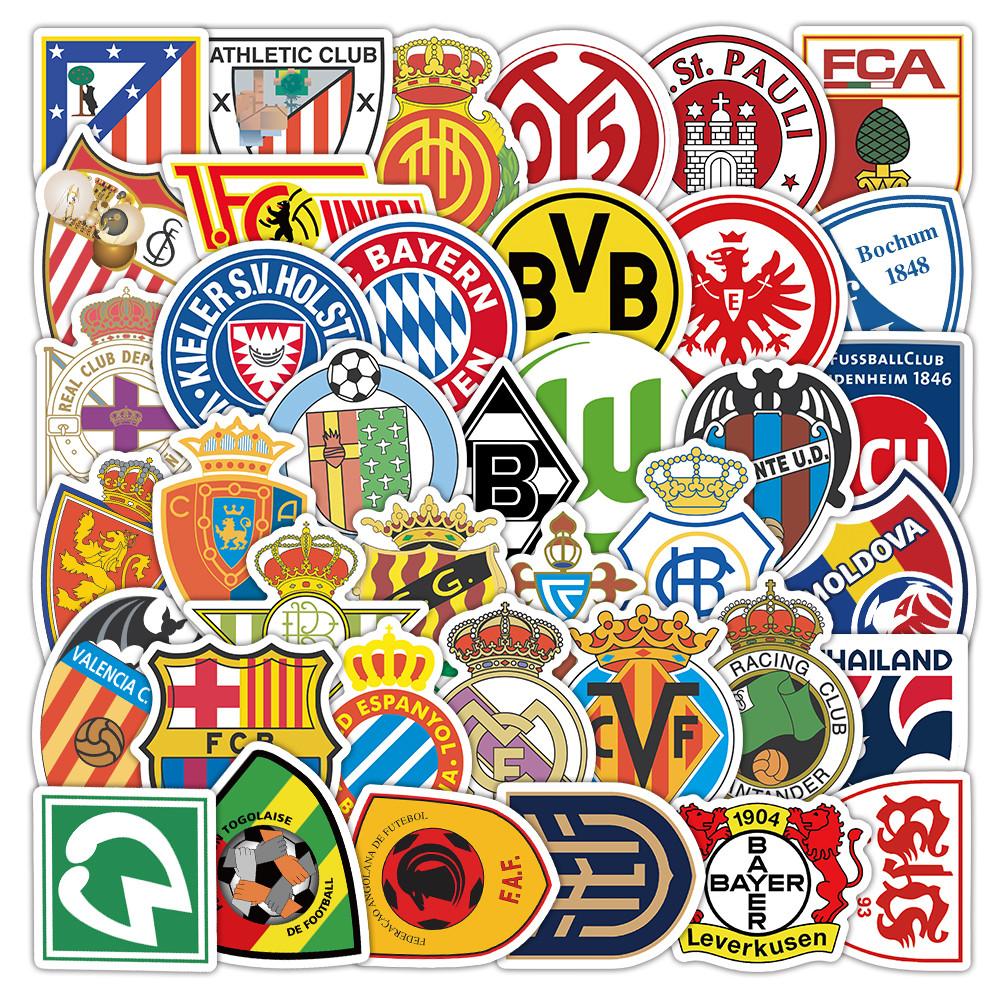 60 Sheets Football Team Logo Stickers, Sports Soccer Club Decals for Phone Case Laptop Water Bottle Decor
