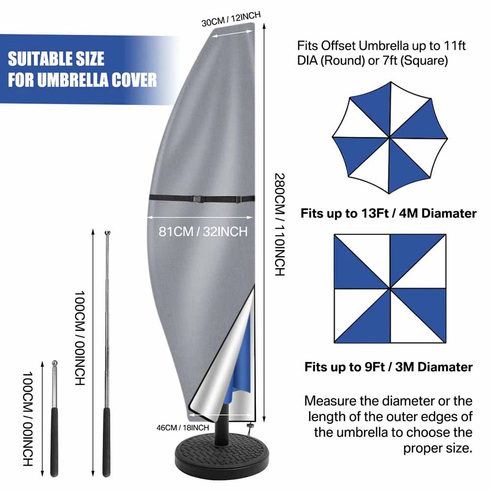 Outdoor Cantilever Umbrella Cover, Waterproof Patio Parasol Cover, Banana Straight Style, All-Season Parasol Umbrella Protection