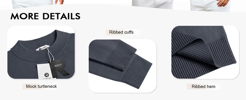 Runcati Mens Mock Turtleneck Pullover Slim Fit Casual Basic Thermal Knit Sweater Lightweight Long Sleeve Pullover Tee