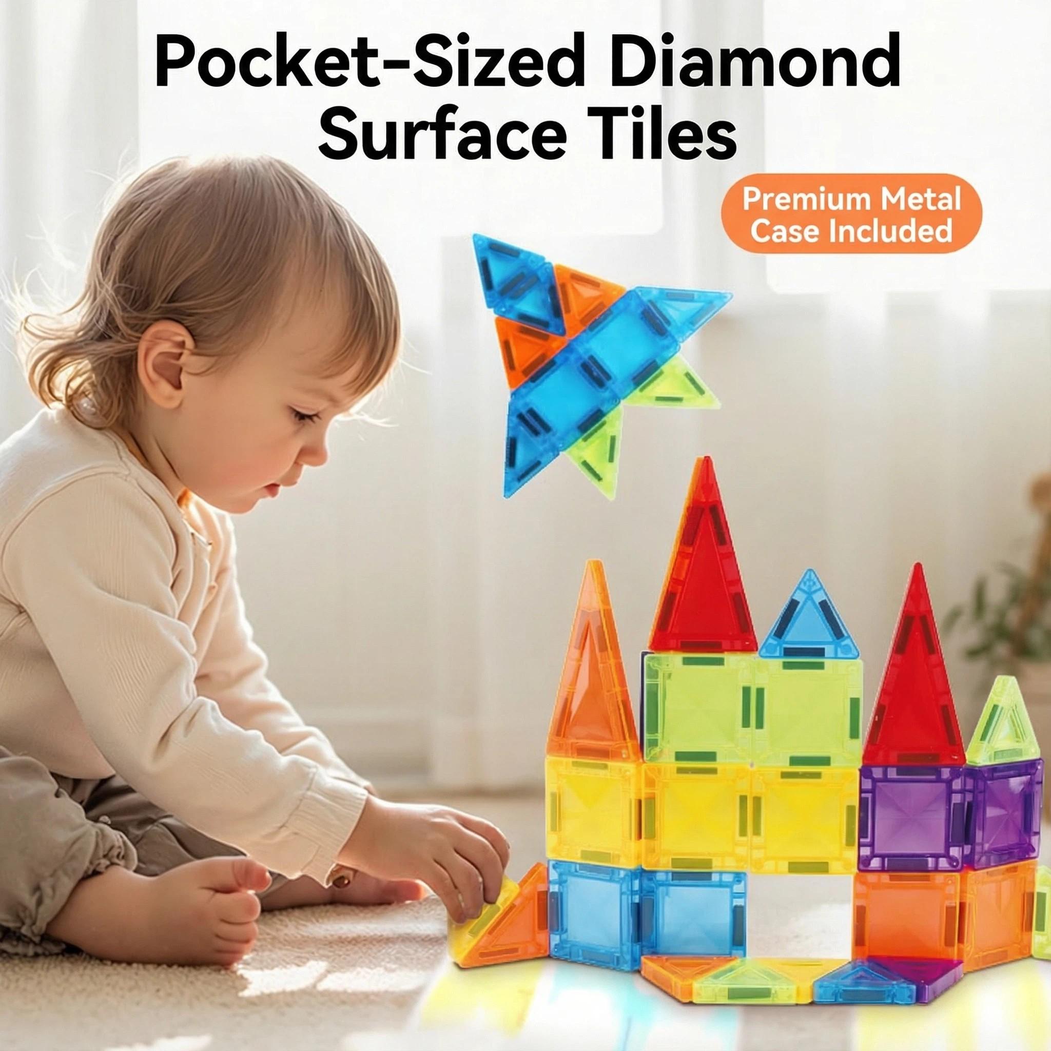 Classic Magnetic Building Blocks Set, Creative Assembly Toy for Kids, Includes Storage Box, Perfect Holiday Birthday Gift