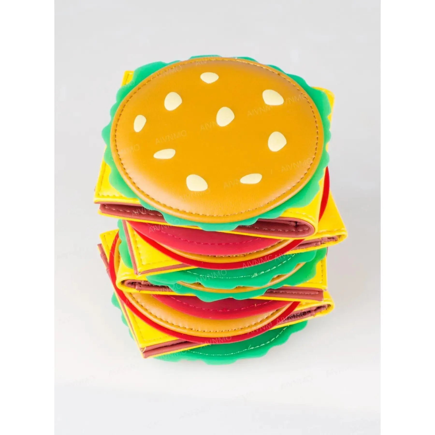 Cheeryu Cute Hamburger-Shaped Bifold PU Leather Wallet for Women - Colorblock Card Holder, Fashionable Versatile High-Quality Daily Use Moneybag, Kawaii Wallet Purse, Wallets For Women