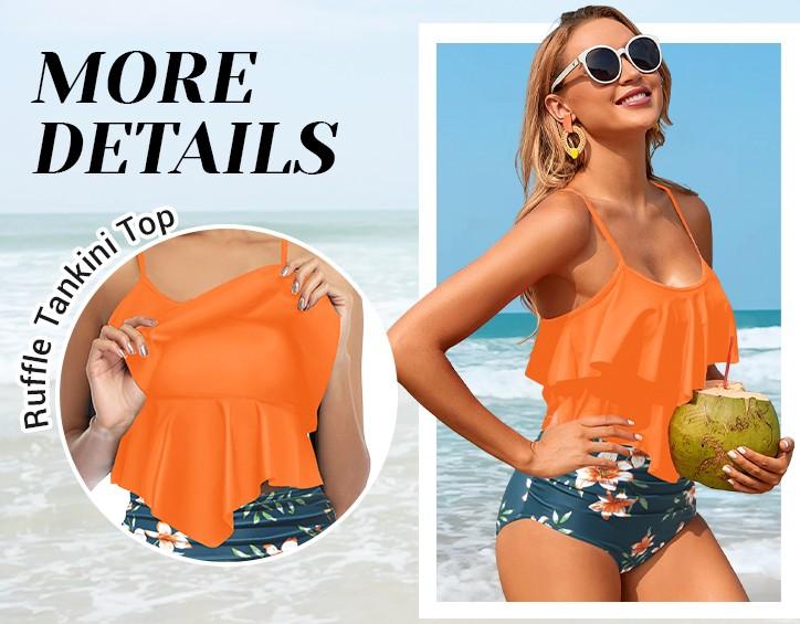 Holipick Tankini Swimsuits for Women Two Piece Bathing Suits Ruffle Tops with High Waisted Bottoms Bikini Sets for Teen Girls