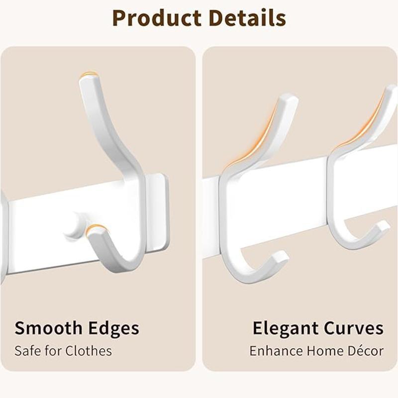 Wall-Mounted Clothes Hanger, Arc Design, Ideal for Entryway, Living Room, Bedroom, Bathroom, Kitchen, Hang Coats, Bags, Towels