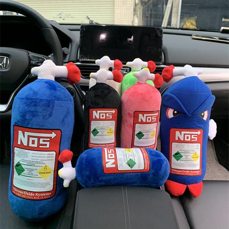 Car Seat Creative Headrest Neck Plush Pillows Car Nitrogen Cylinder Shape Neck Pillow Seat Cushion Waist Pillow Car Accessories