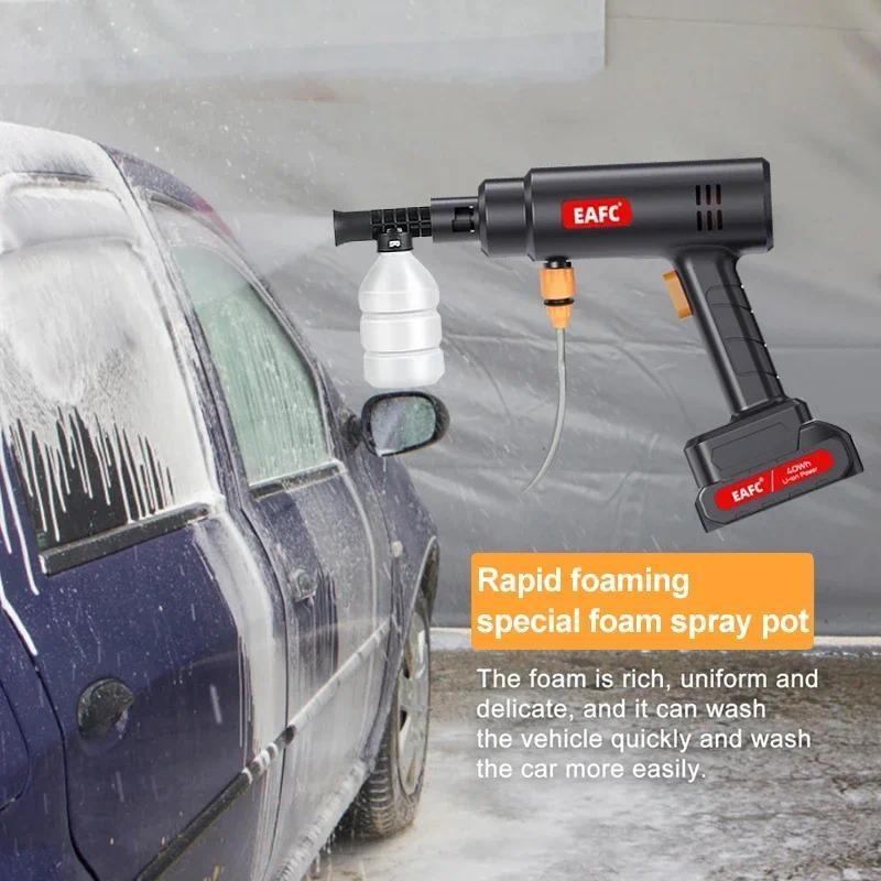 21V High Pressure Car Wash Rechargeable Lithium Battery Water Gun Machine Foam Generator Spray Cleaner 0-45° nozzl
