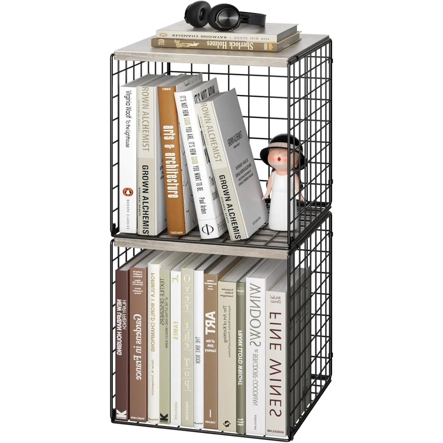2 Cube Small Bookcase,Bookshelf for Small Spaces Book Shelf,12.2 x 12.2 x 12.2, DIY Variable Stackable Cube Storage for Living Room,Office,Bedroom