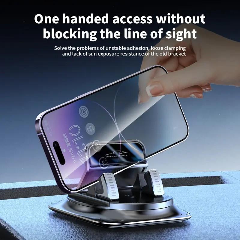 Car Phone Mount 360 Degree Rotation, Suitable for Car Navigation Dashboard, Adjustable Horizontal and Vertical Angles, Suction Cup Anti-Slip Holder