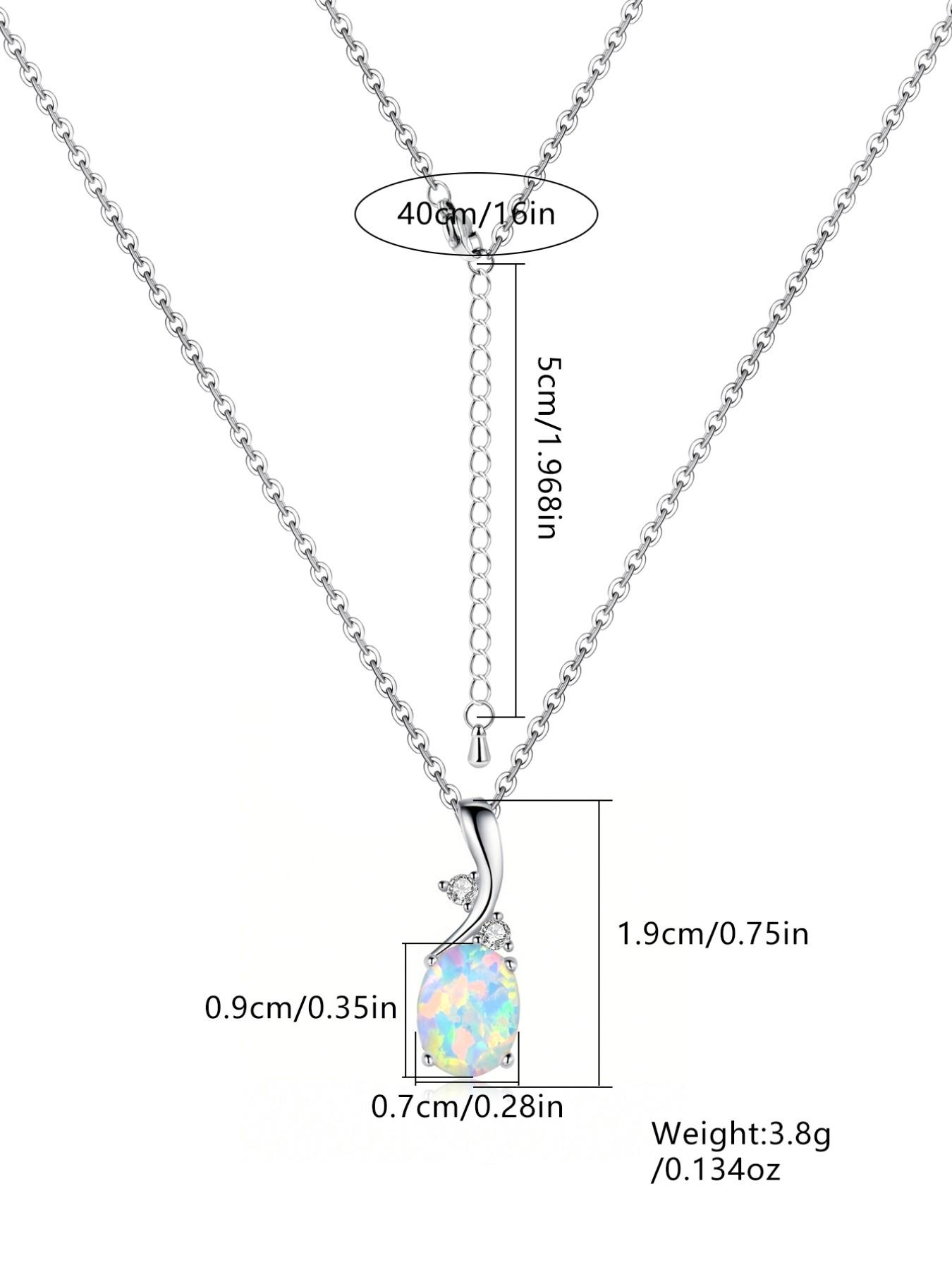 Elegant Necklace for Women, AOBAO stone Jewelry,  oval Pendant with Diamond Necklace, Perfect Gift for Her, Trendy Fashion