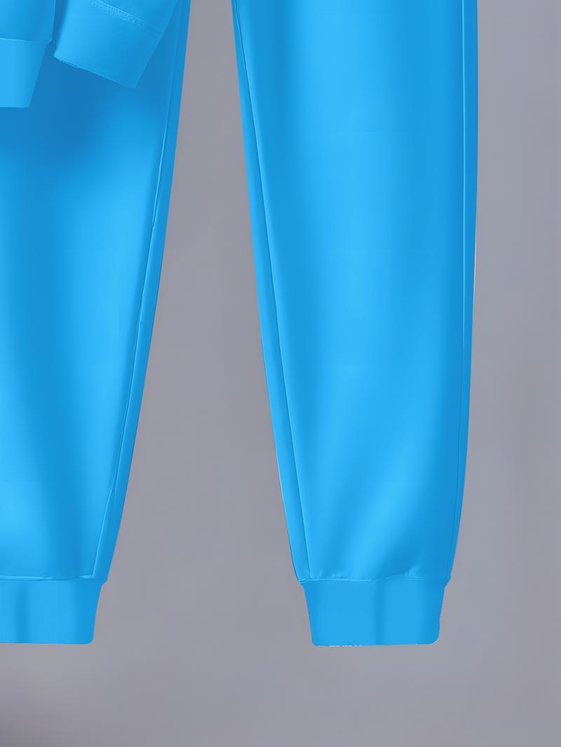 Boys' Football Theme Hoodie & Jogger Set, Casual Fitted Sportswear for Spring & Fall, Warm Comfortable School Training Daily Wear