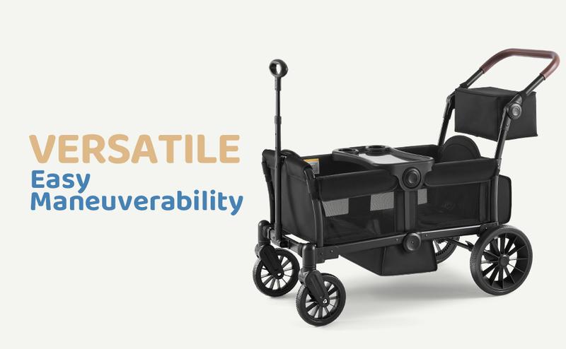 HARPPA | All-Terrain Wagon Stroller for 2 with Canopy, Foldable 2-Seat,Strollers for Babies, Foldable 2-Seat, Wagon for Outdoor & Beach, Adjustable Push & Pull Handle, Footwell & Large Storage, Park & Camping Adventures, Travel System