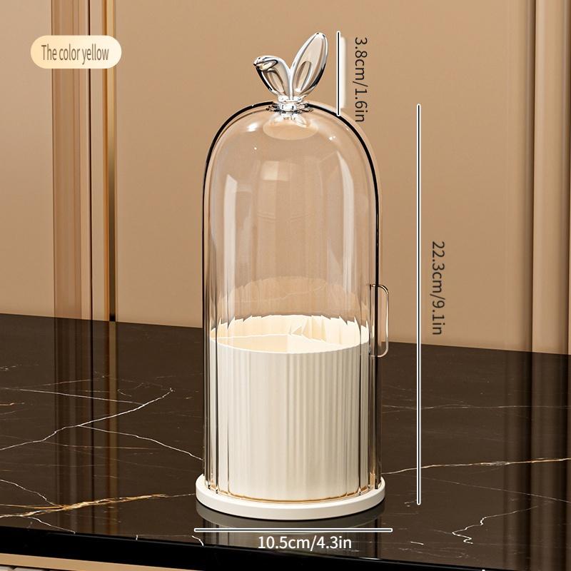 Makeup Brush Storage Box, 1 Count 360 Degree Rotatable Dustproof Makeup Brush Holder with Lid, Durable Storage Organizer, Cosmetic Organizer for Bedroom Bathroom Salon Hotel