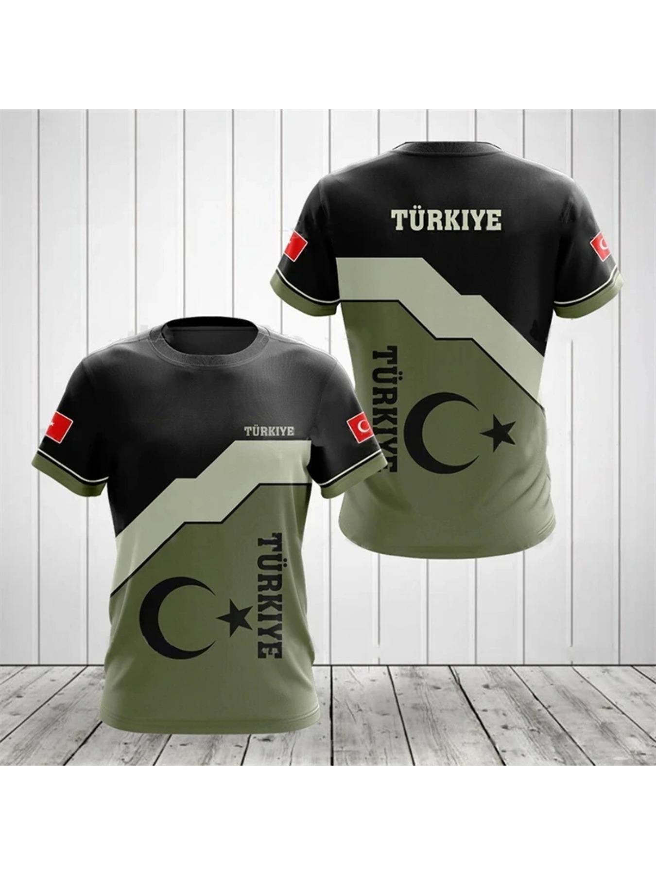 Turkey Flag Men's T-shirts Forest Camouflage Print Clothing Ropa Hombre Summer O-neck Oversized Fashion Short Sleeve Male Tops