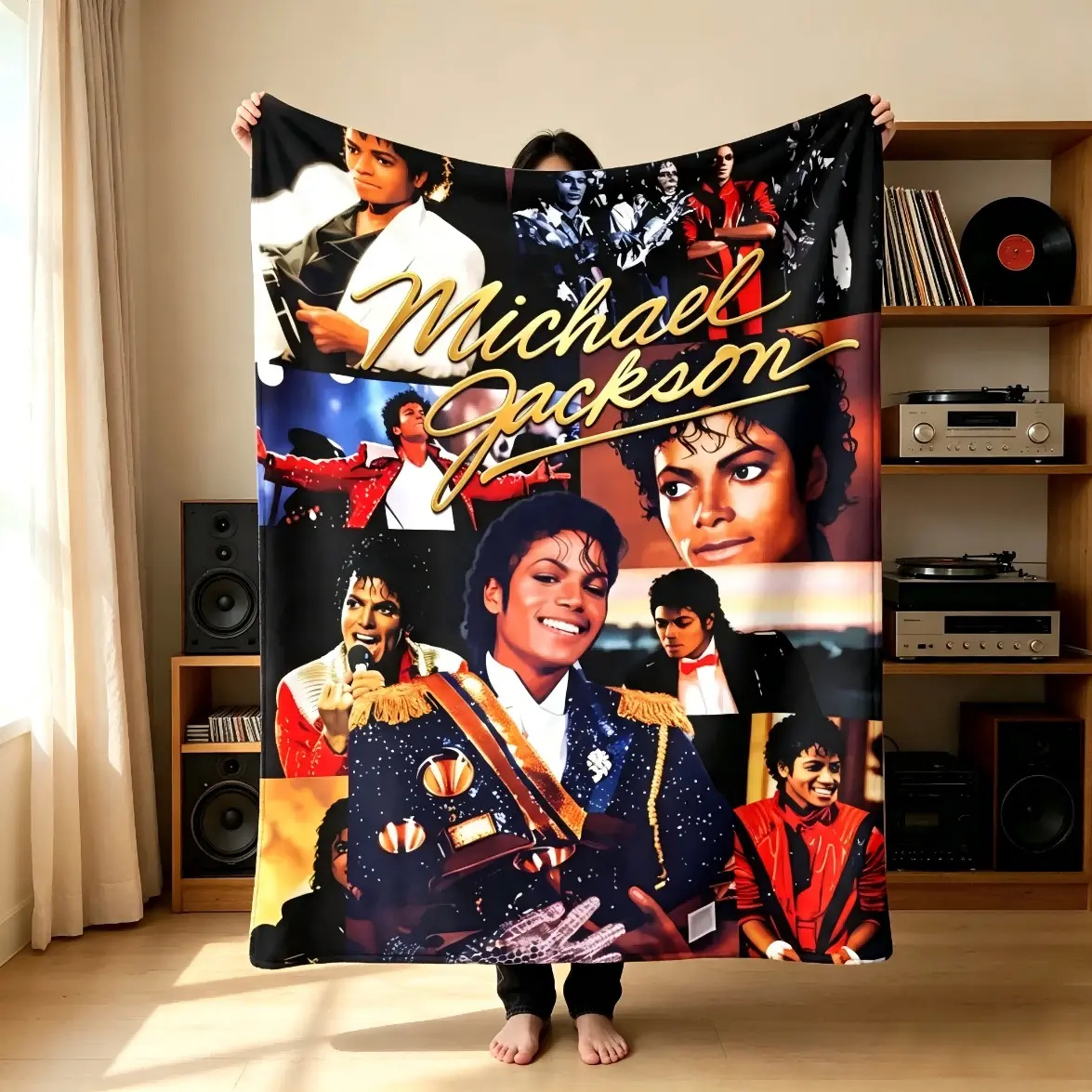 Michael Jackson King Of Pop Flannel Blanket Art Collage Plush Throw Blanket Soft Warm Cozy Music Fan Gift For Bed Sofa Couch Home Decor Birthday Holiday