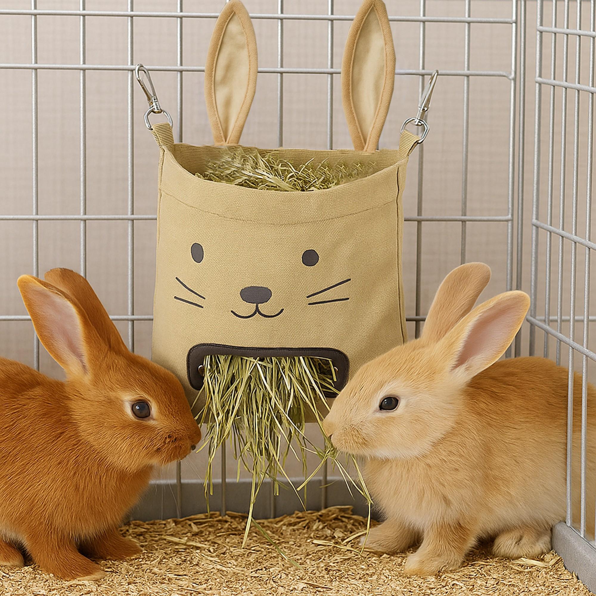 Rabbit Hay Bag, Hanging Dry Grass Feeder, Rabbit Shape Feed Bag, Guinea Pig Hamster Food Bag, Small Pet Supplies
